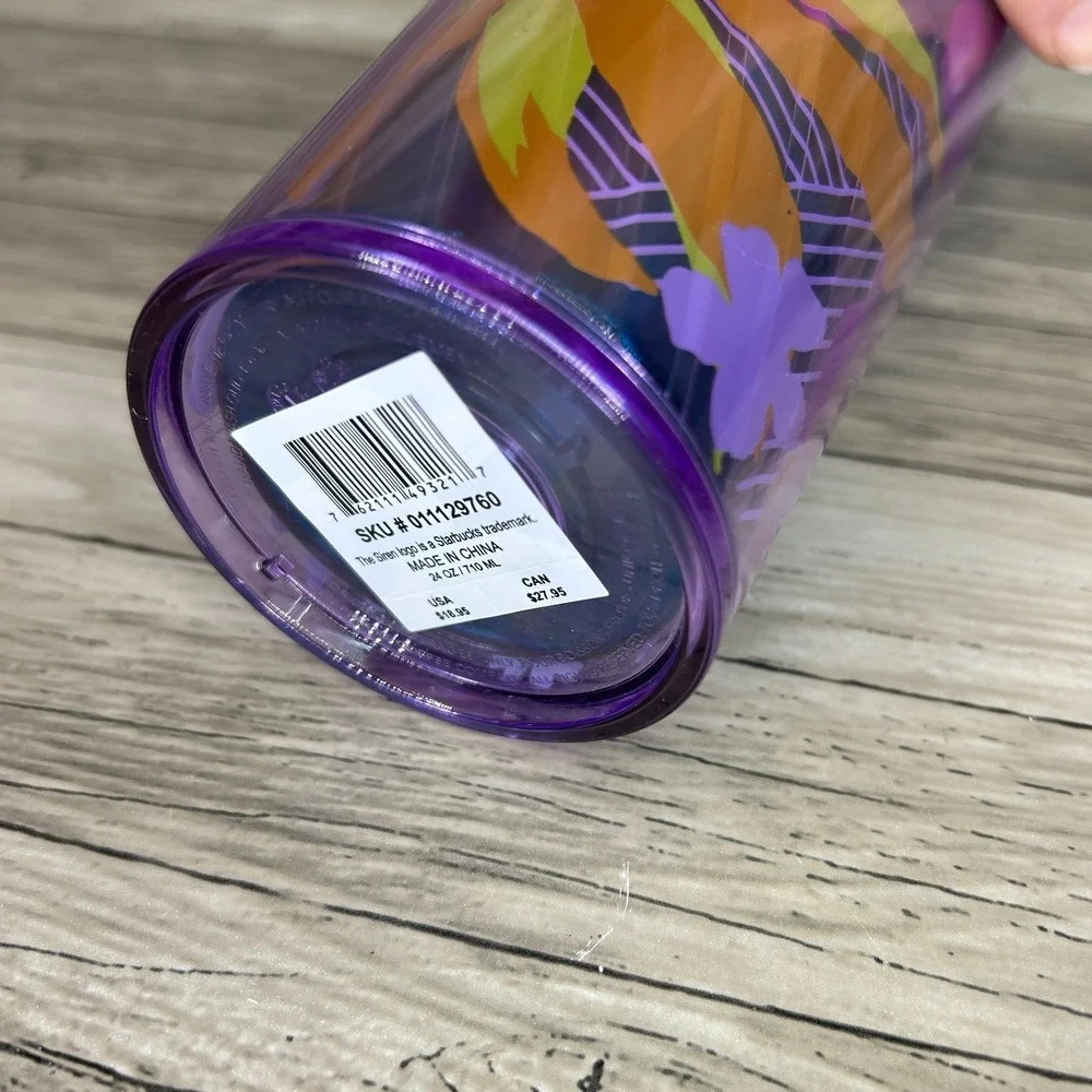 Starbucks Purple Floral Wave Venti Tumbler with Purple Straw Cup‎ 2022